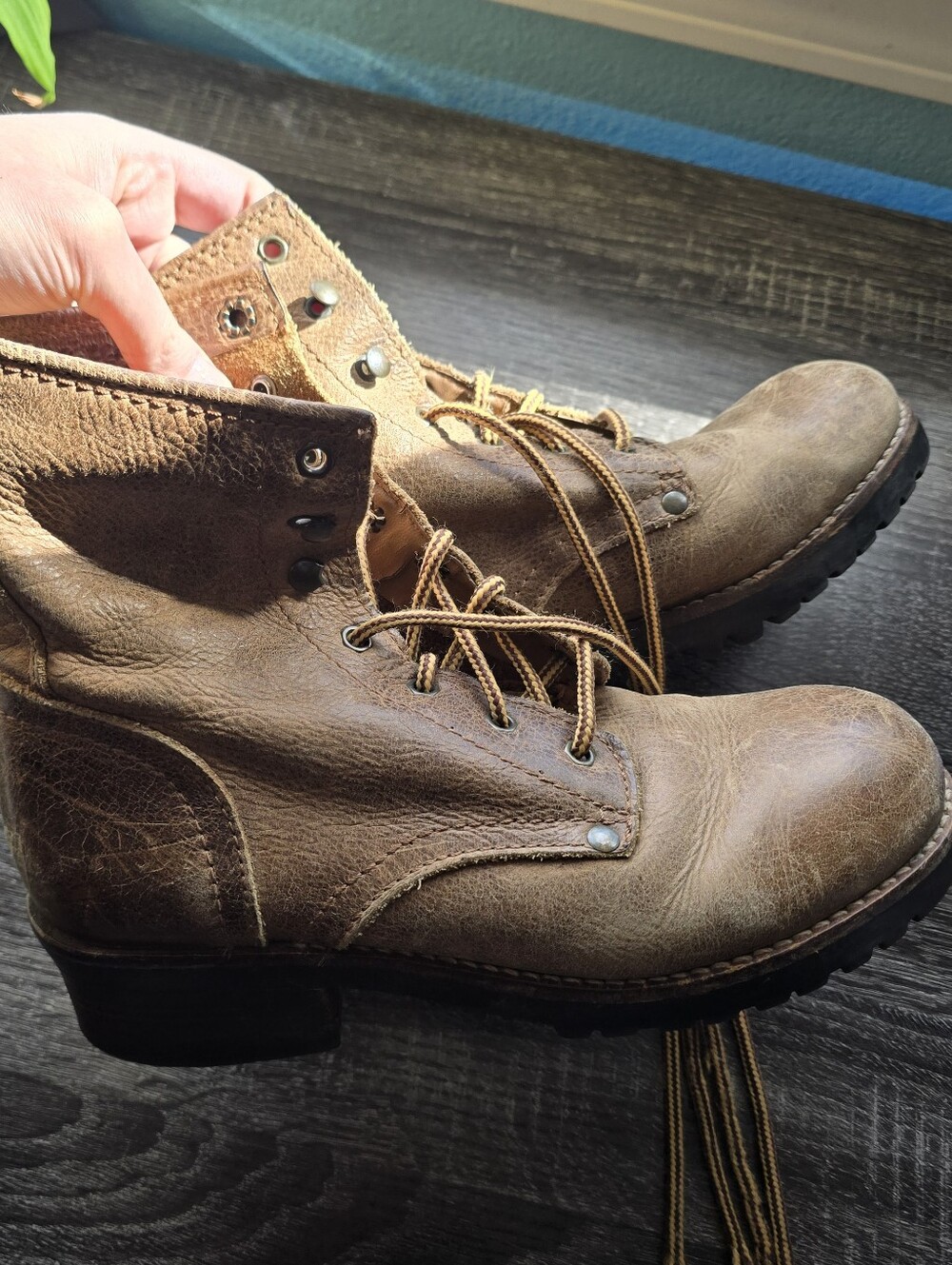 Mainframe Brown Leather Combat Boots Lace-Up